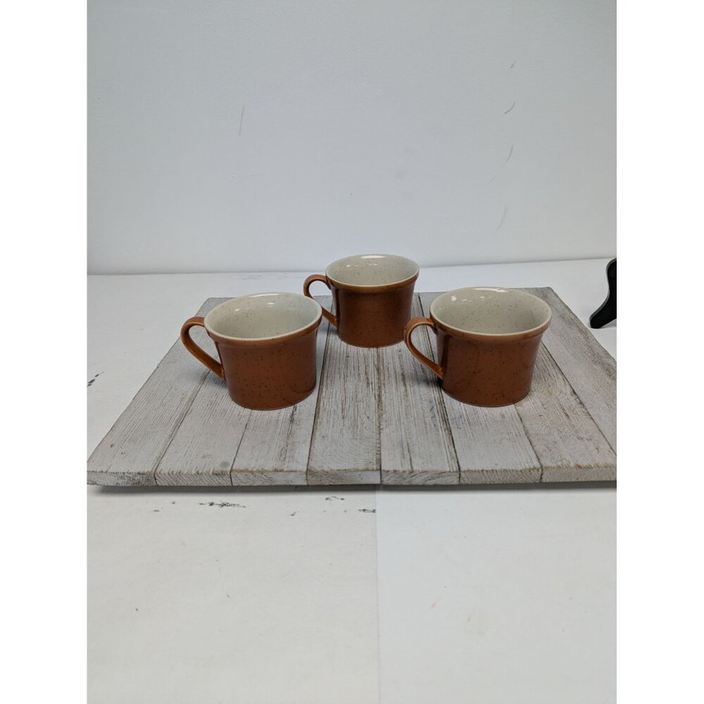 Vintage Imperial W Dalton Stoneware Set of 3 Cups Mugs Tangerine Japan